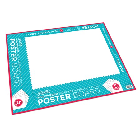 Ucreate Premium Poster Board, White, 22in x 28in, 5 Sheets, PK12 PCAR38673
